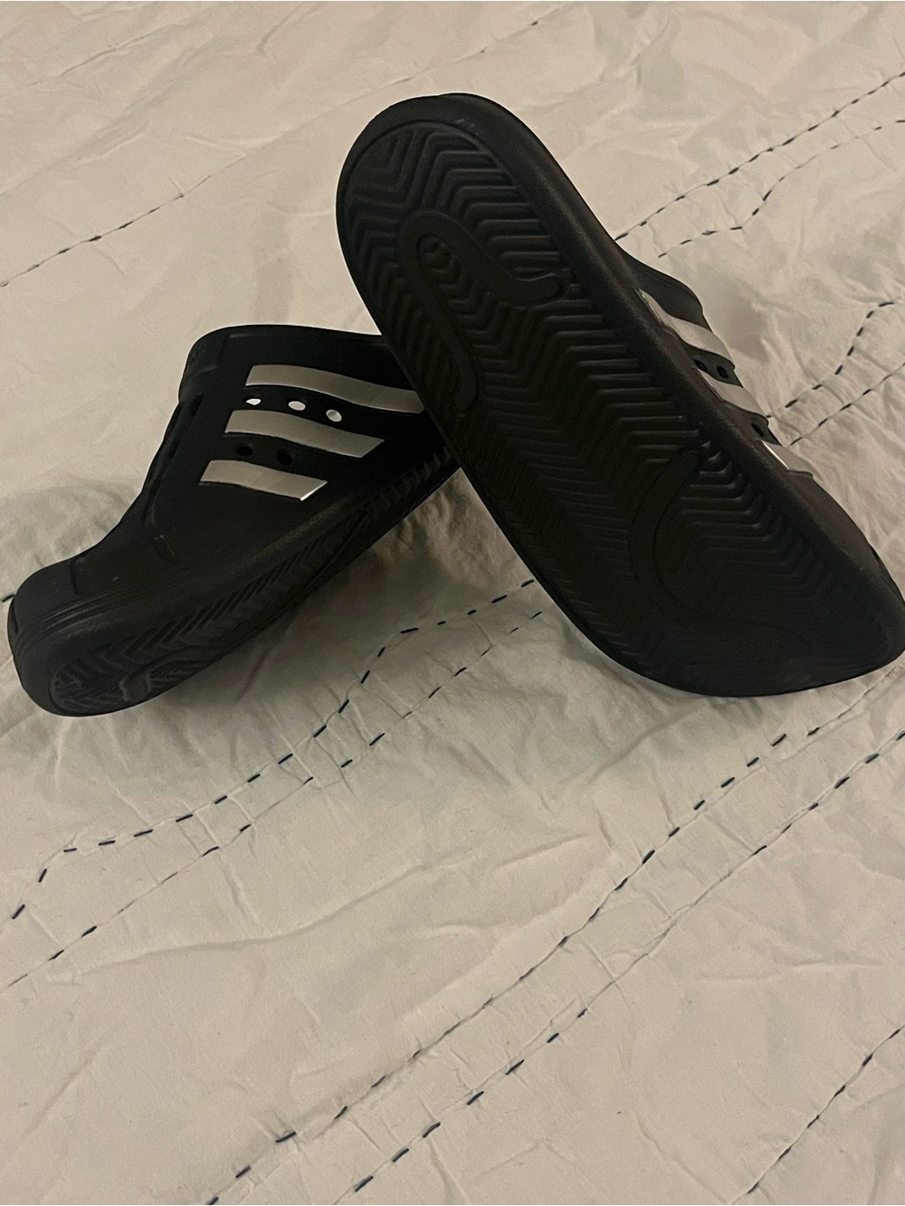 adidas Black Slip-On Clog with Silver Stripes - Picture 4 of 5